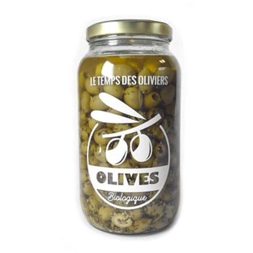 OLVGDHAT26 - Olives vertes Grèce dénoyautées sous huile ail & thym 2,6kg -1,4kg net égoutté